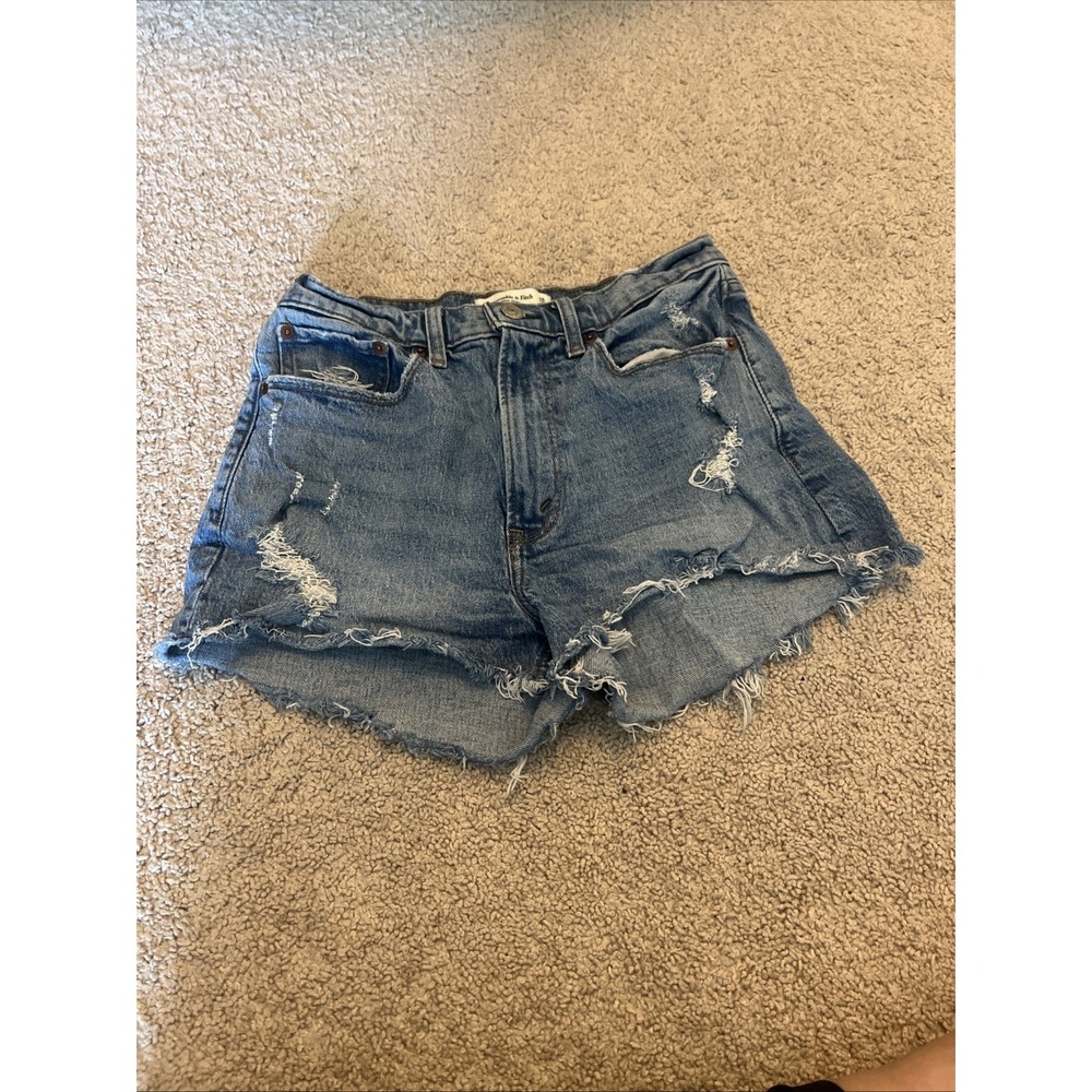 Abercrombie & Fitch  Mom Short‎ Curve Love High Rise Blue Distressed Shorts 26/2